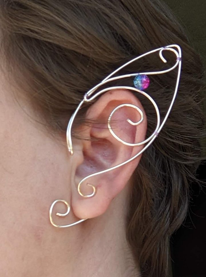 Wire Elf Ears - Long Rose Gold with Details and Beads product image (2)