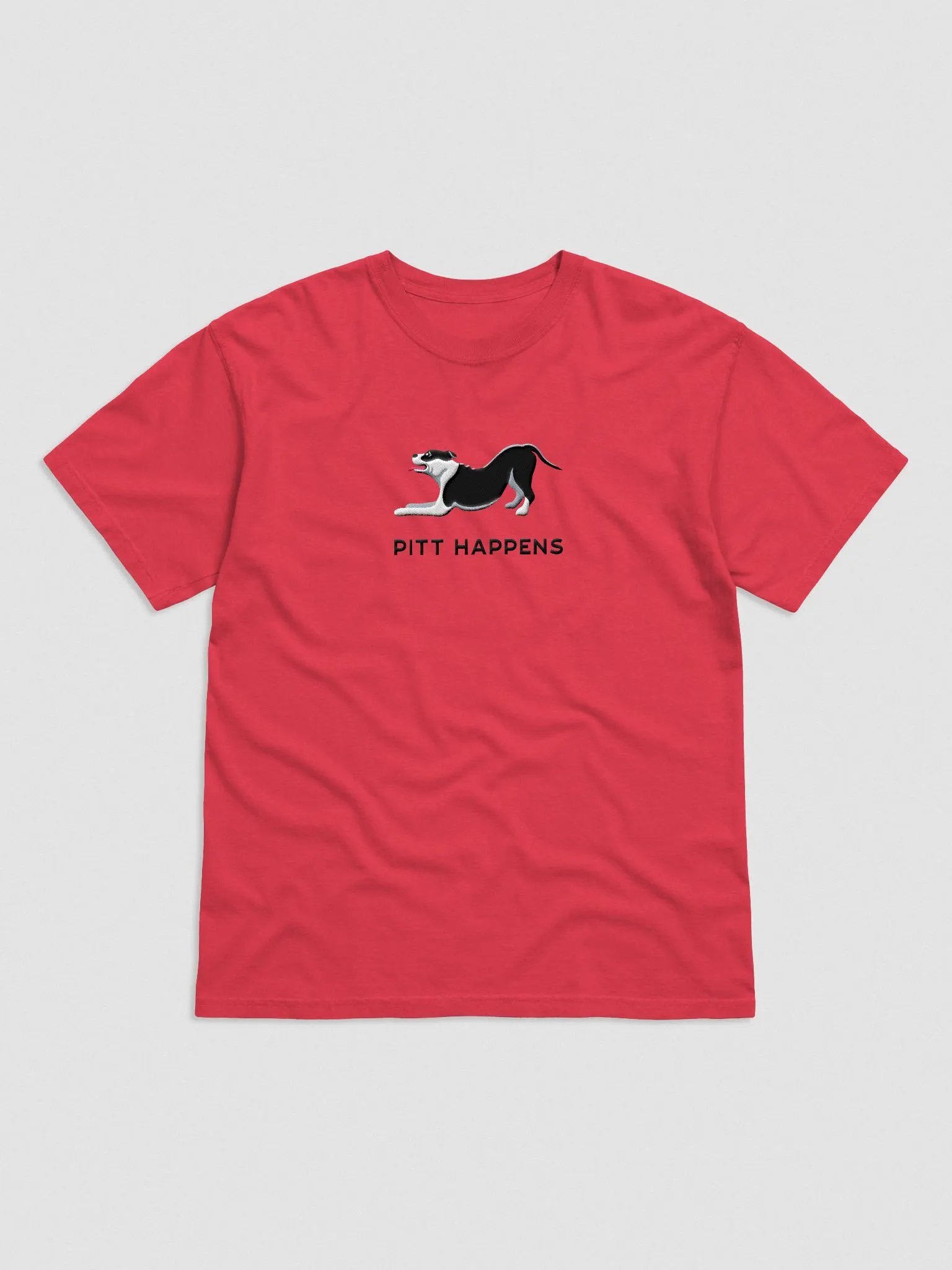 Pitt Happens T-Shirt(Embroidered) of a Pitbull Terrier(Black) product image (4)