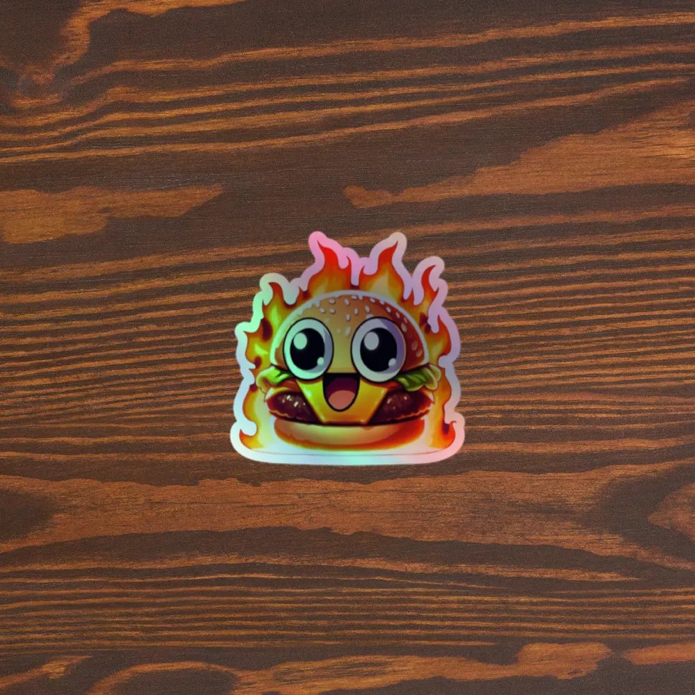 Flaming Hamburger Holographic Sticker Sheet product image (5)