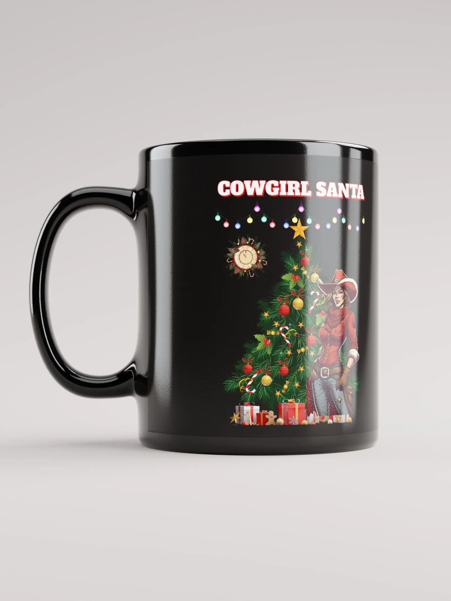 Cowgirl Santa - Christmas Black Mug product image (6)