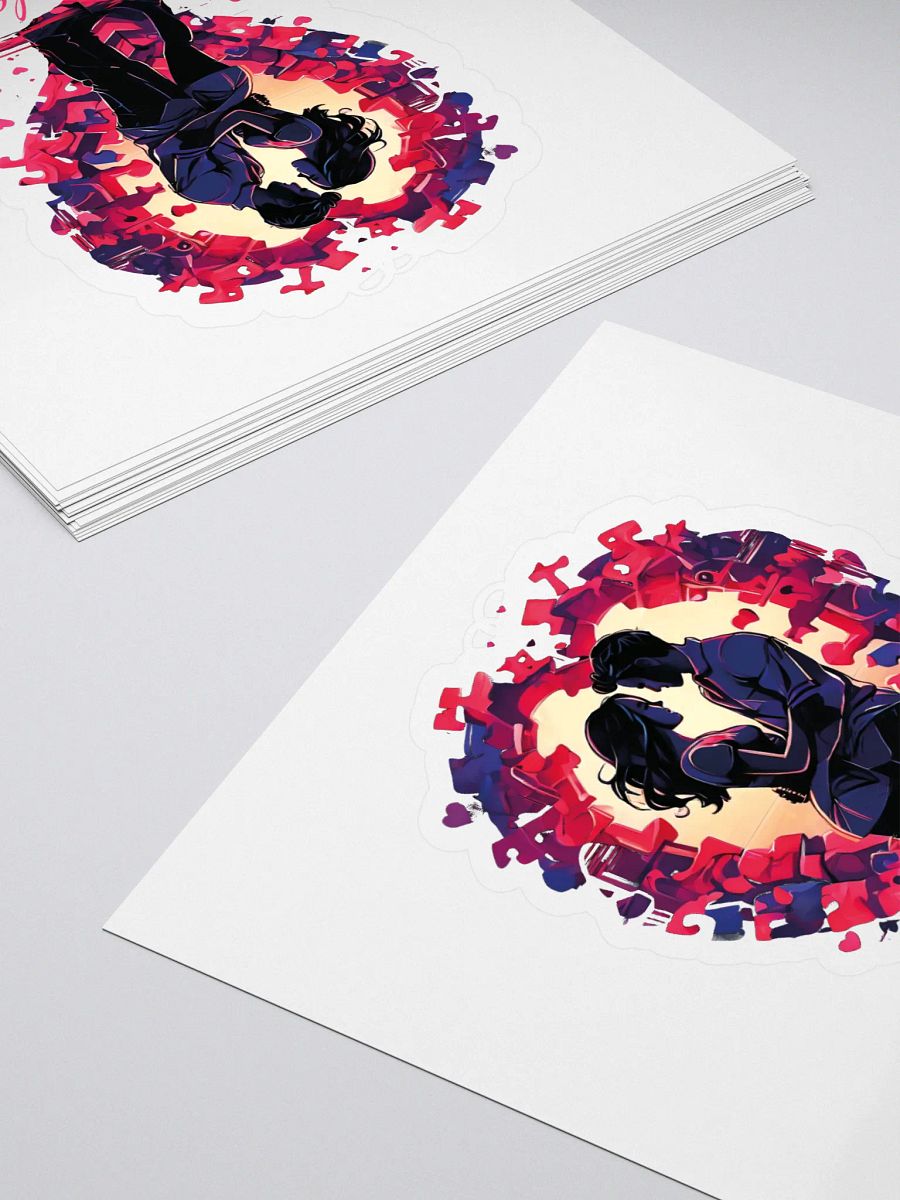 You Complete Me Kiss Cut Stickers - Colorful & Romantic Puzzle Heart Stickers for Couples, Valentine's Day, and Special Occasion product image (4)