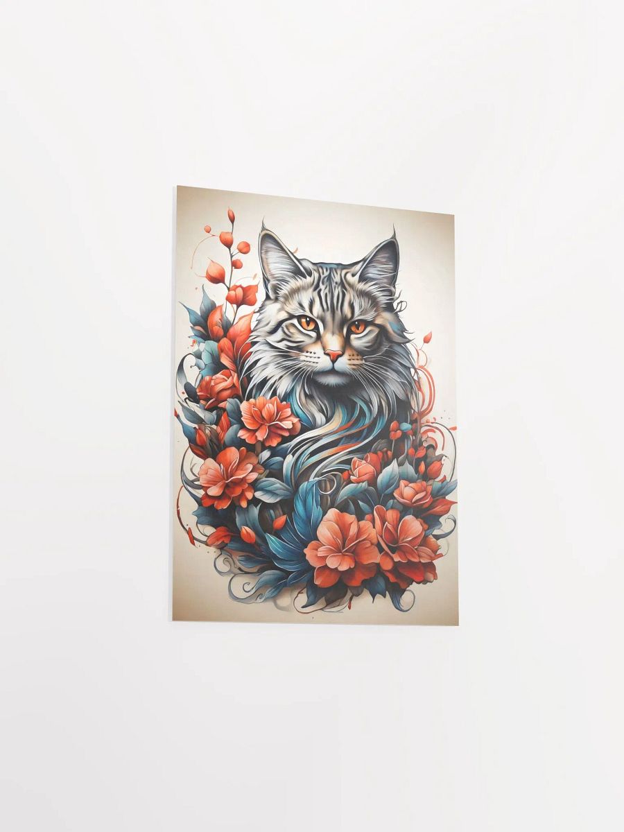 Cat with Fiery Florals Poster product image (9)