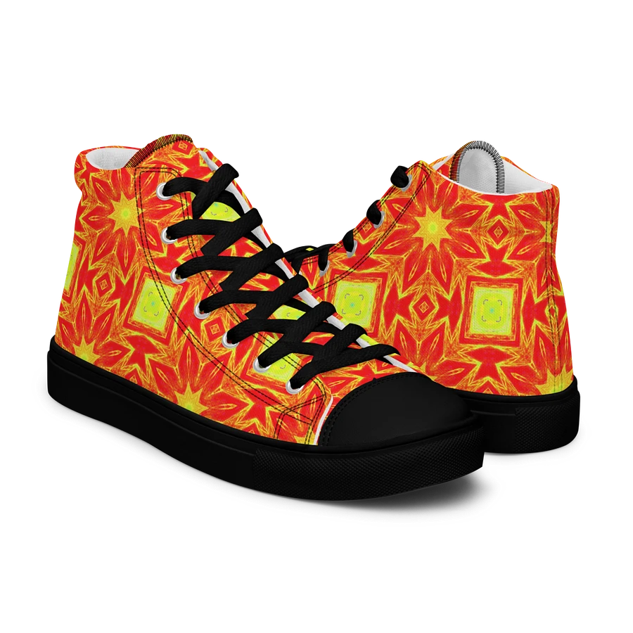 Abstract Repeating Orange Flower Ladies Canvas Shoe High Tops product image (7)