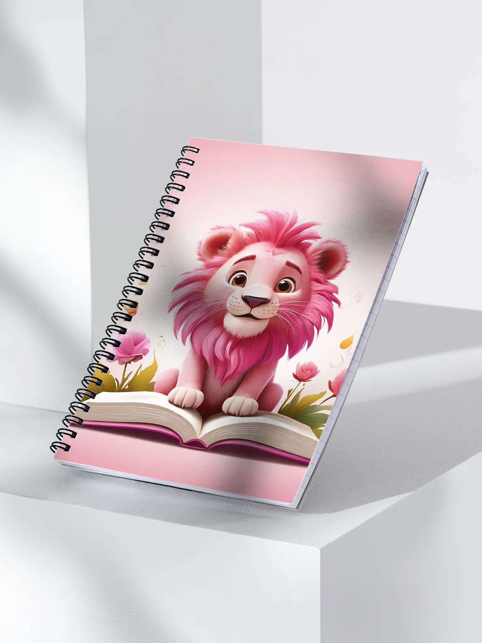pink lion with flower and book product image (3)