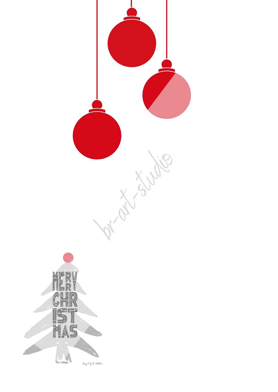 Foldable Christmas card, hand drawn, grey, black, red product image (4)