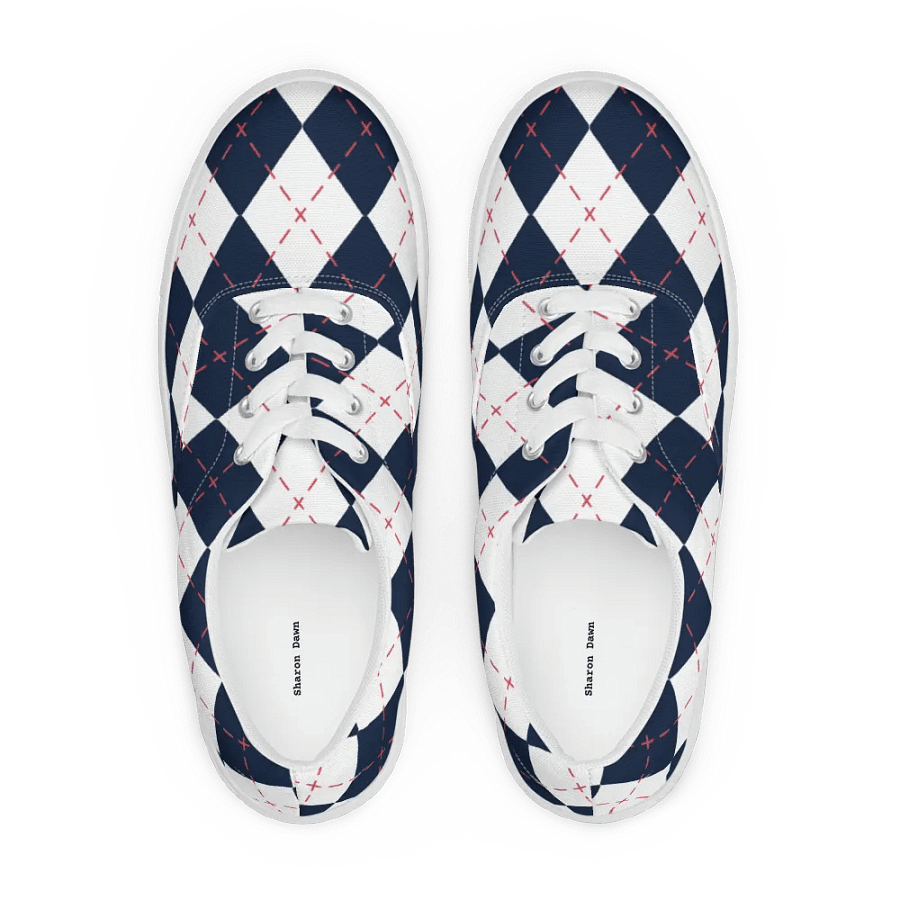 Harlequin Blue Diamond Men's Lace -Up Canvas Shoes product image (11)