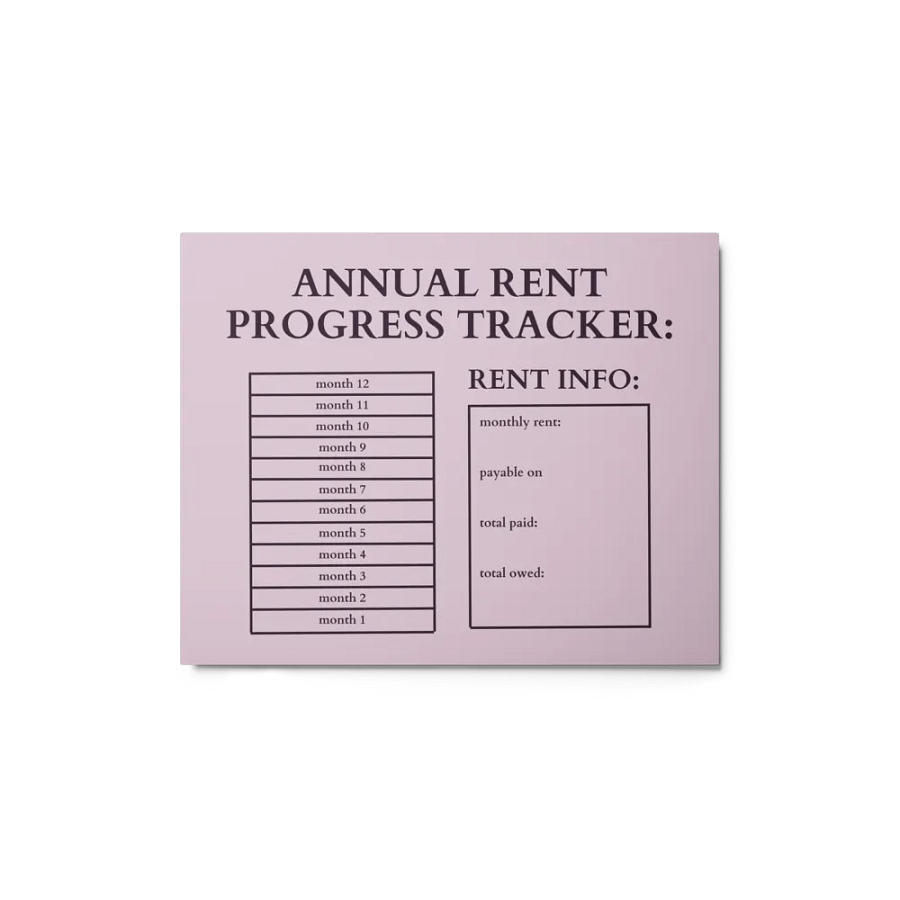 HIGHFALUTIN ANNUAL RENT TRACKER (concord design 1) product image (1)