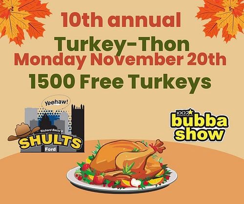 Monday Morning Nov 20th @starpittsburgh 100.7  #BubbaShow #pittsburgh are helping Shults Ford give away 1500 TURKEYS 🦃 for fa...