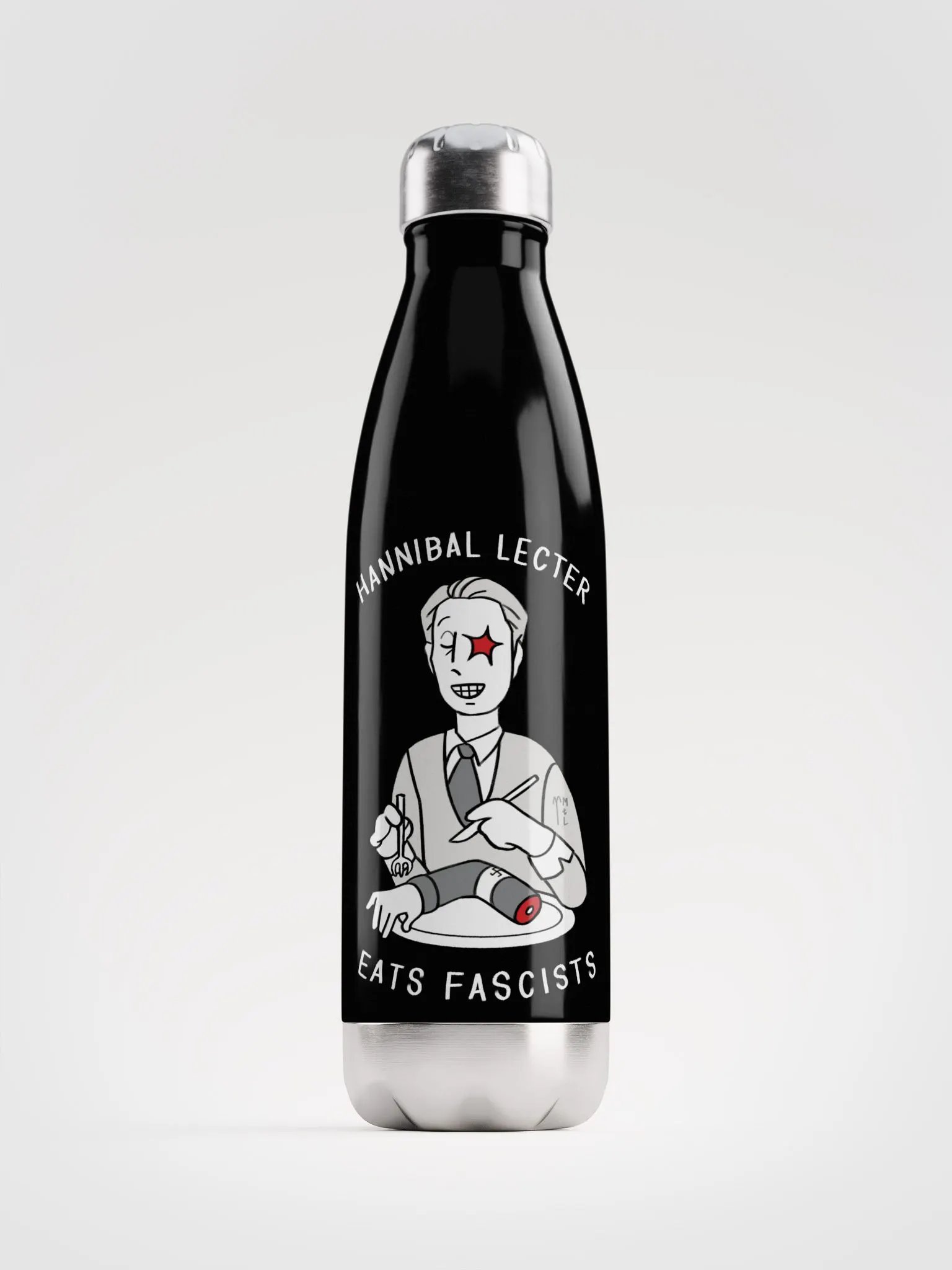 Hannibal Lecter Eats Fascists ☆ Stainless Steel Water Bottle product image (1)