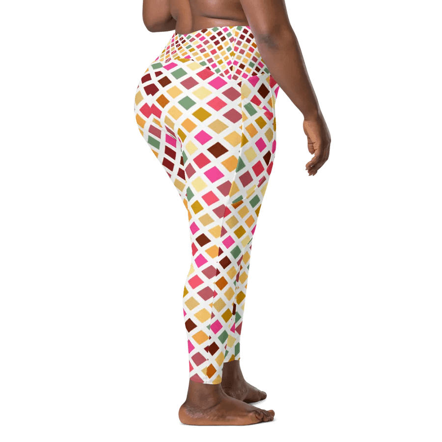 Colorful Square Pattern Design Leggings with Pocket - v9 product image (3)