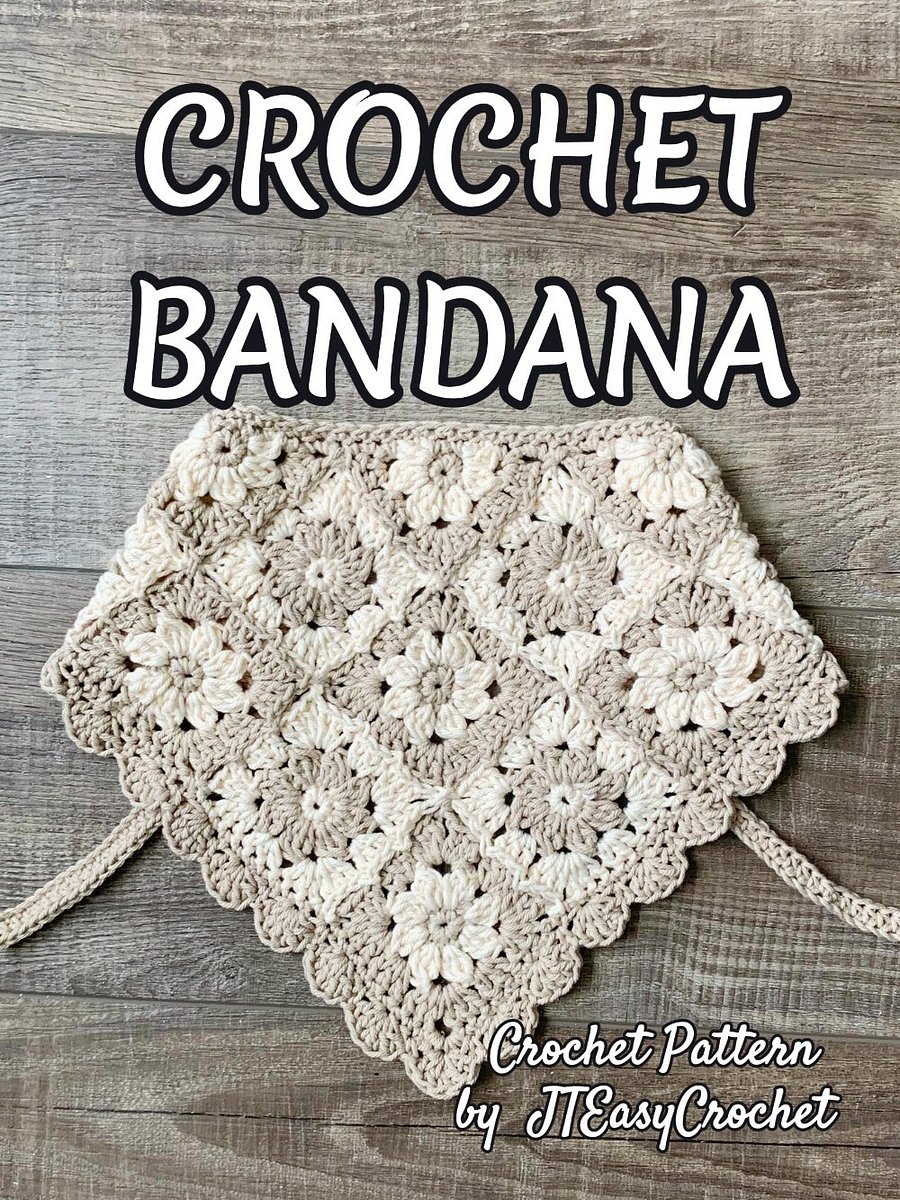 Flower Granny Square Bandana Easy Crochet Pattern Retro Lace Kerchief product image (9)