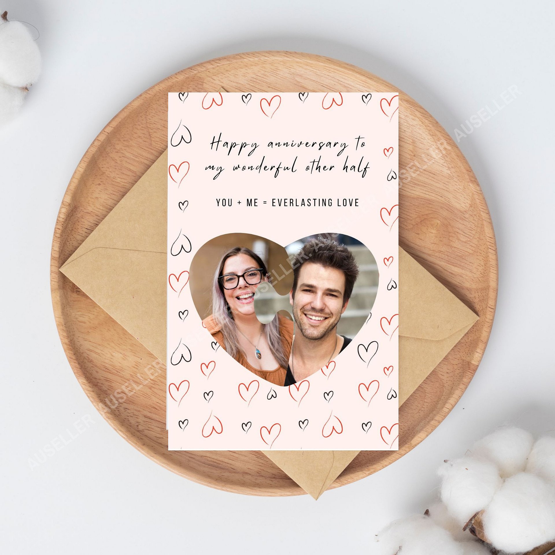 Two Halves Of One Heart Anniversary Photo Card Template product image (3)