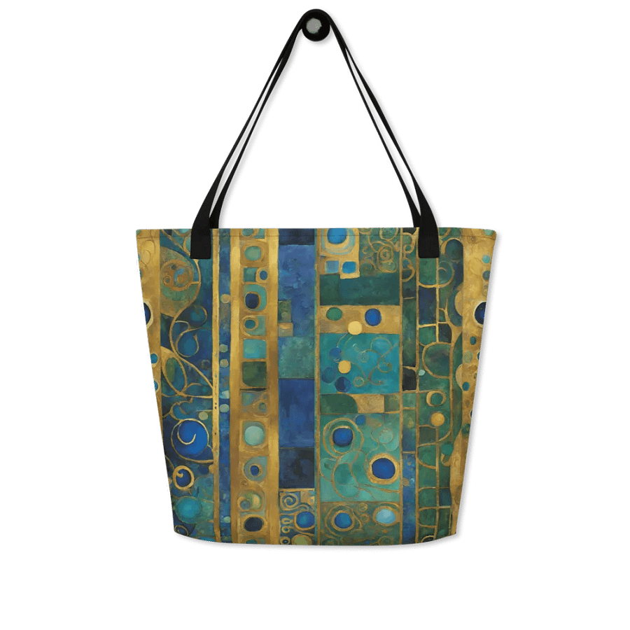 Big tote bag with pocket Klimt insired design product image (4)