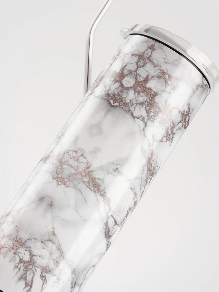 Elegance Defined: Marble Rose Gold Print Stainless Steel Tumbler | Eco-Friendly 20 oz Tumbler with Reusable Straw! product image (5)