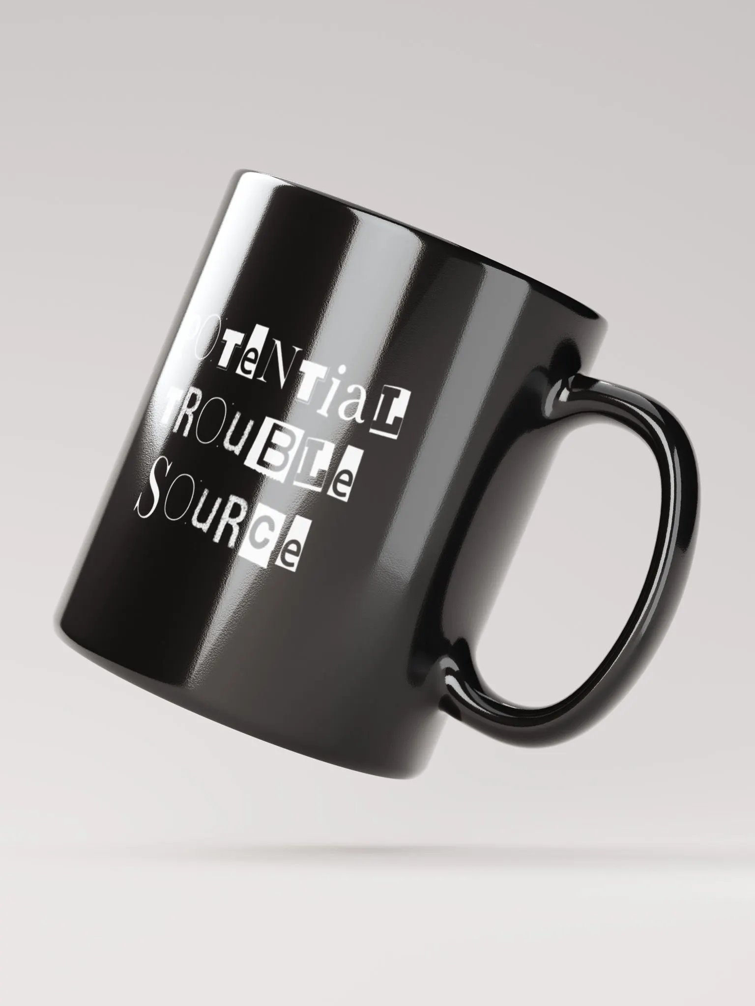Potential Trouble Source (PTS) Mug - black, white lettering product image (5)
