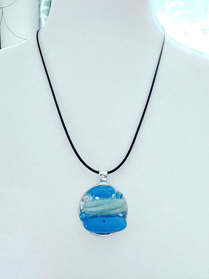 Coastal Calm Horizon Pendant Necklace | Handmade Glass Art Jewelry | Monique Faella Designs™ | MFD-00215 product image (2)