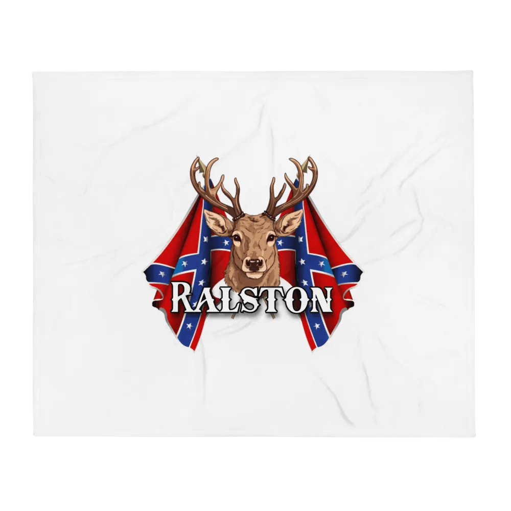 "Ralston" Last Name Rebel Redneck Deer - Throw Blanket product image (1)