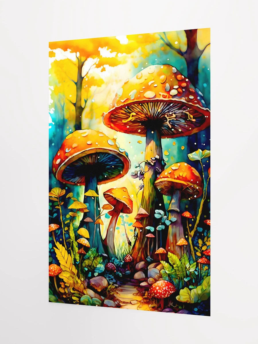 Magic Mushrooms in Colorful Enchanted Forest Watercolor Art Matte Poster product image (5)