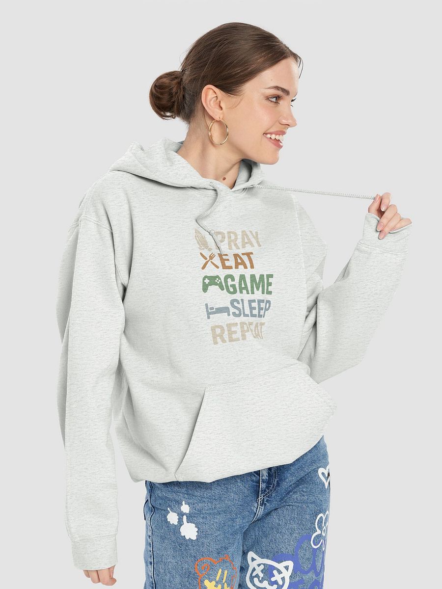 Pray Eat Game Sleep Repeat Hoodie – Christian Gamer Faithwear product image (63)