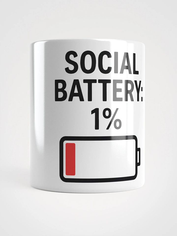 Social Battery: 1% Mug – Funny Introvert Coffee Cup for Low Energy Days product image (1)