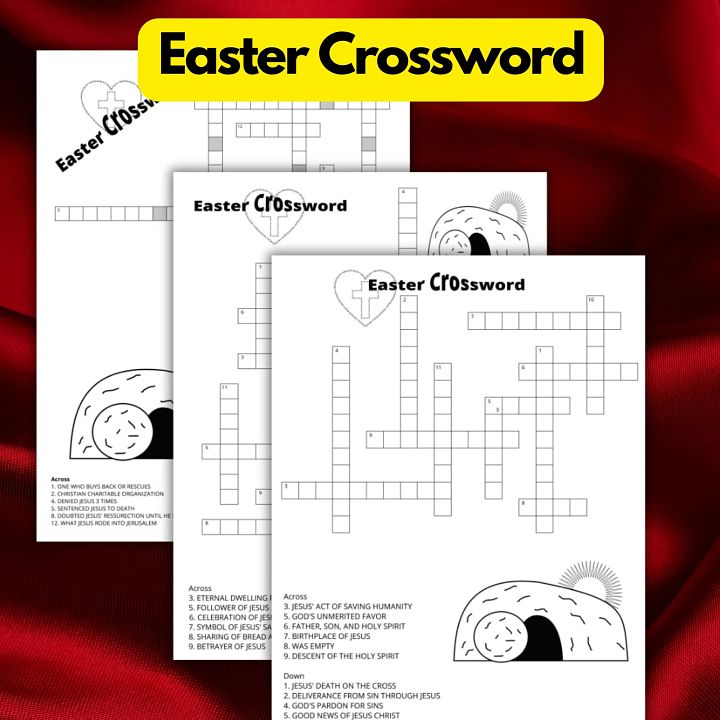 Easter crossword Game | Bible crossword puzzle printable, sunday school crossword puzzle printable product image (1)