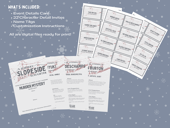 A Slippery Slopeside Slaughter - A Ski Lodge Themed Murder Mystery - Invitations Add-On product image (2)