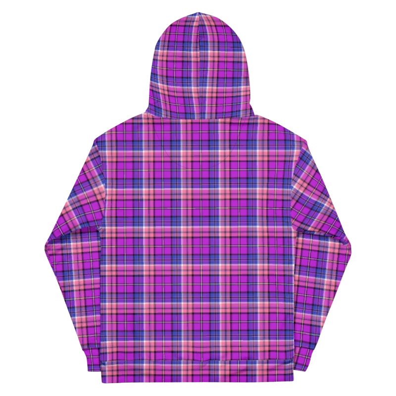 Bright Purple, Pink, and Blue Plaid Hoodie product image (7)