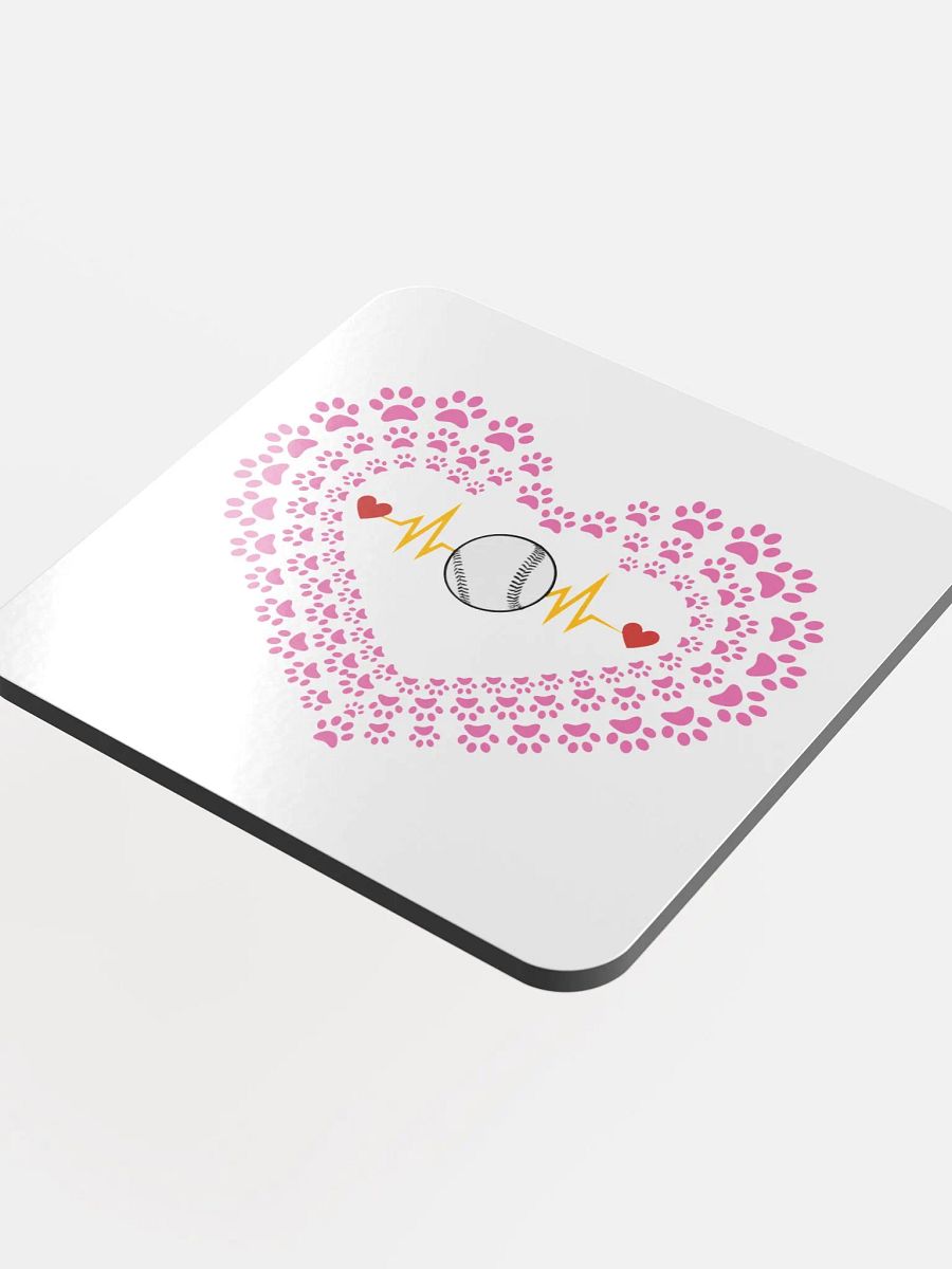 Heart Paw Print Baseball Cork Coaster product image (4)