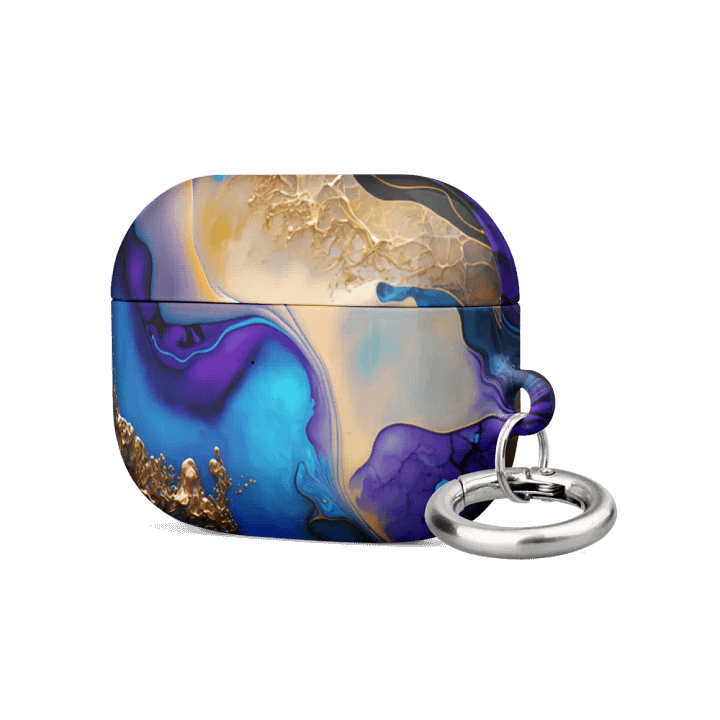 Purple Marble Designer Printed Hard Protective Shockproof Electroplating Wireless Charging Case Cover Keychain Compatible with AirPods 2 / 2nd Generation (Ocean Blue) product image (42)