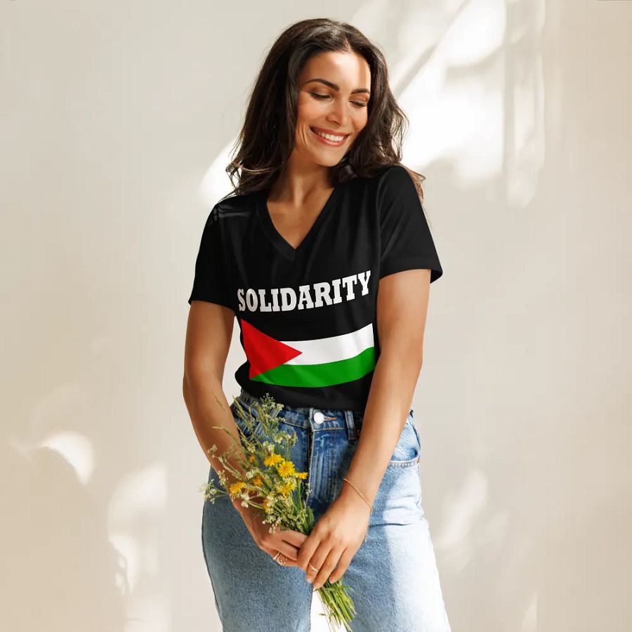 Solidarity Flag Fitted V-Neck T-Shirt product image (11)