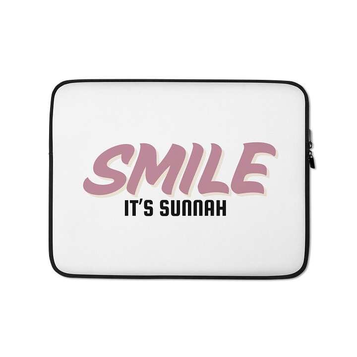 White "Smile It's Sunnah" Laptop Sleeve in Dusty Rose product image (1)