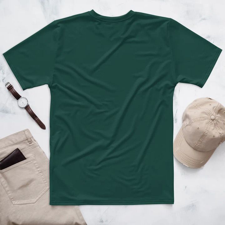 Plain Dark Green Soft Summer Men's Crewneck Polyester Heavyweight Premium T-Shirt by Treasure Pie product image (2)