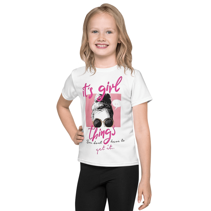 Kids Crew Neck T-Shirt Girl Thing Lettering All-Over Print product image (1)