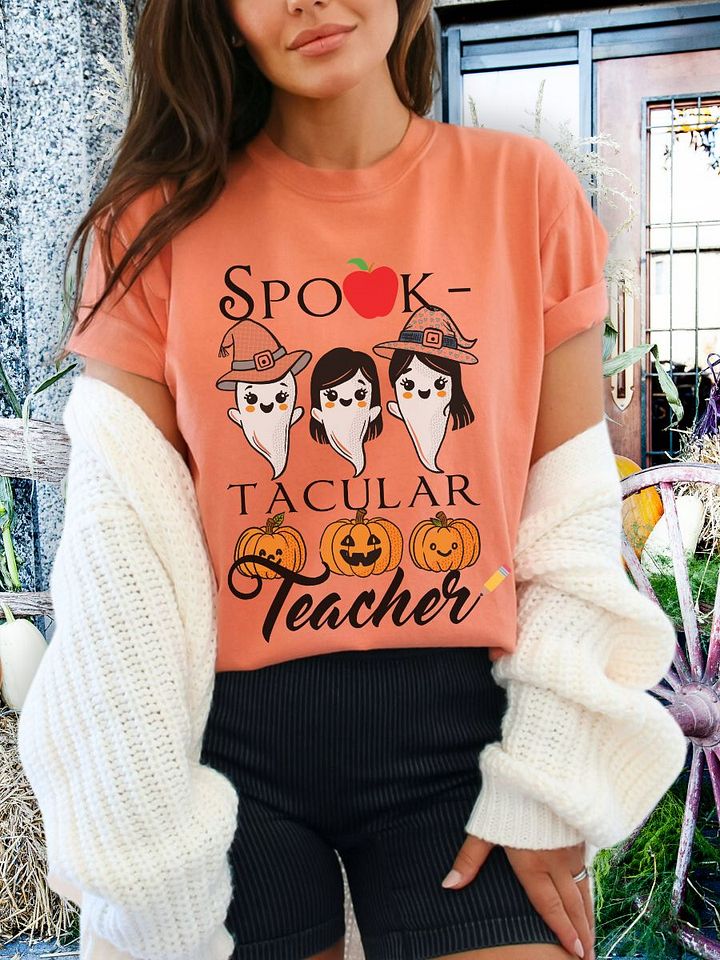 Hand-Drawn Spooky Ghost Teacher Halloween Party Shirt product image (1)