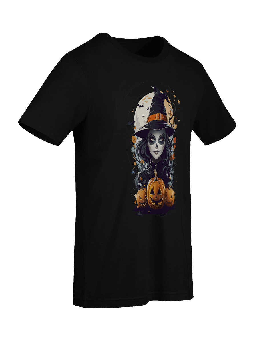 Witch and Pumpkins T-Shirt – Spooky Halloween Witch Tee, Gothic Jack-o’-Lantern Shirt product image (94)