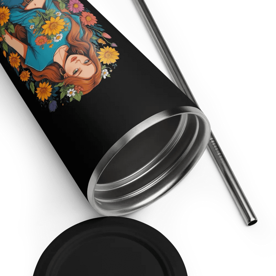 Bloomcore Flower Girl 20 oz Tumbler Cup - Black - Insulated Tumbler with a Straw - v1 product image (9)