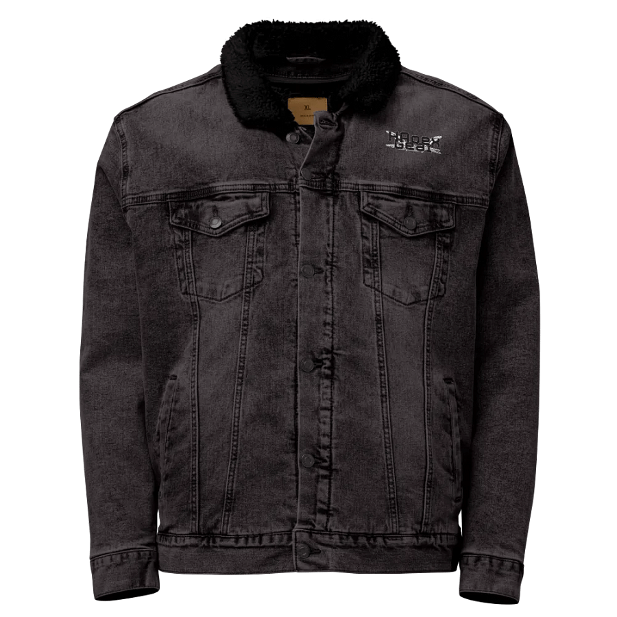 Unisex Sherpa Denim Jacket - Embroidered - Black HApex Gear Black Logo product image (1)