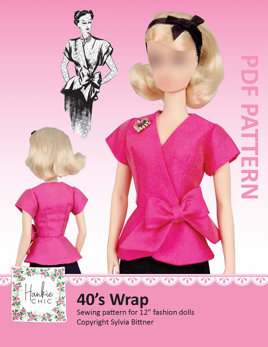 40's Wrap sewing pattern for 12" fashion dolls product image (1)