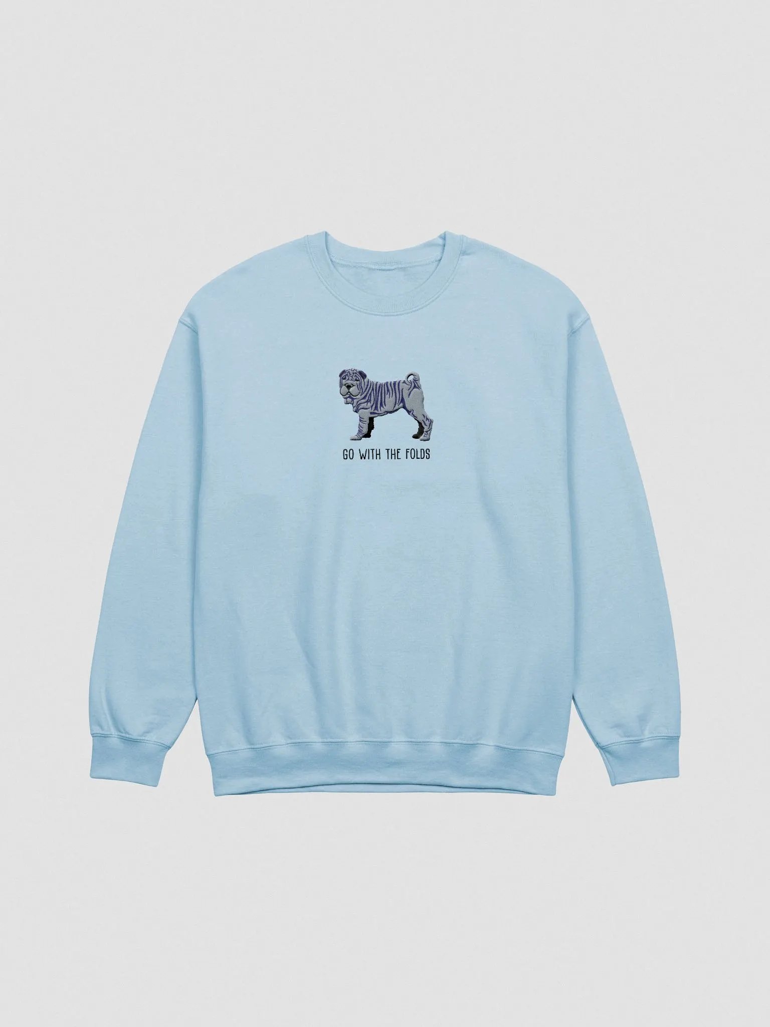 Go with the Folds Sweatshirt (Embroidered) of a Chinese Shar-Pei(Blue) product image (4)