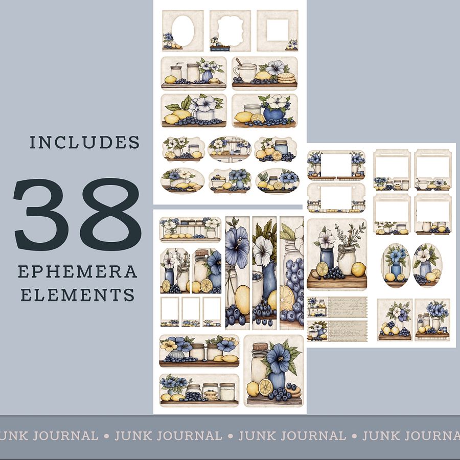 Blueberry Lemon Hibiscus - Printable Ephemera Set 1 V9 product image (2)