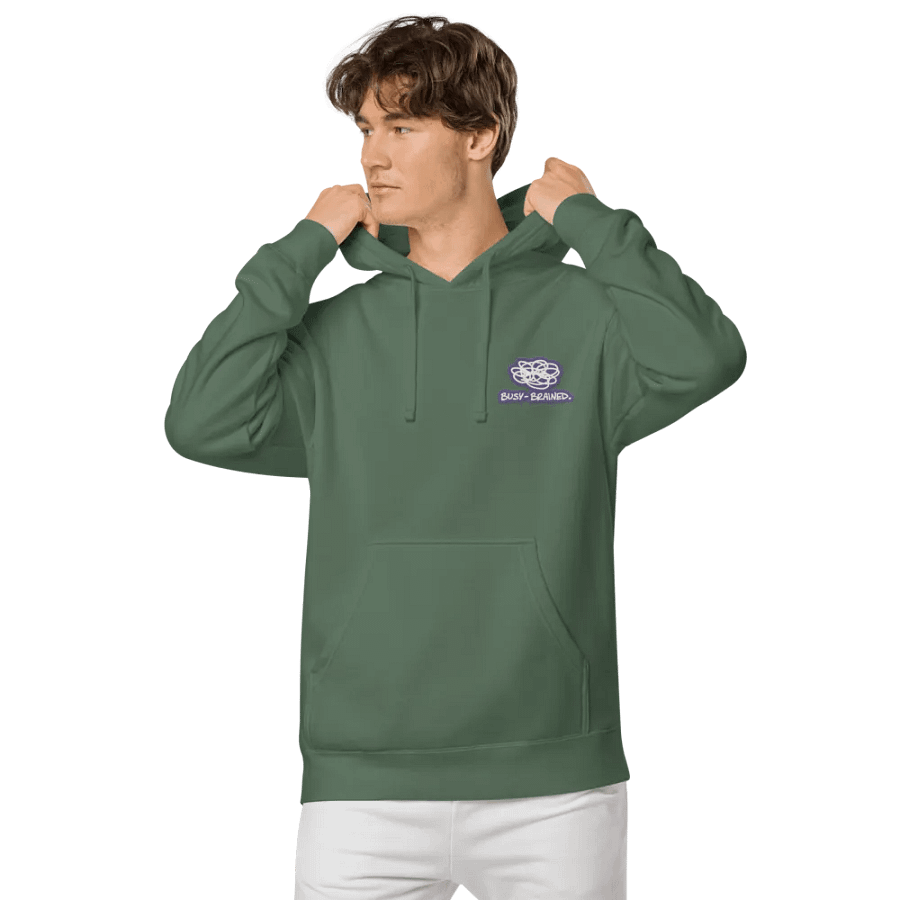 BUSY-BRAINED (L.C. purple bubble design 2) embroidered pigment hoodie product image (17)