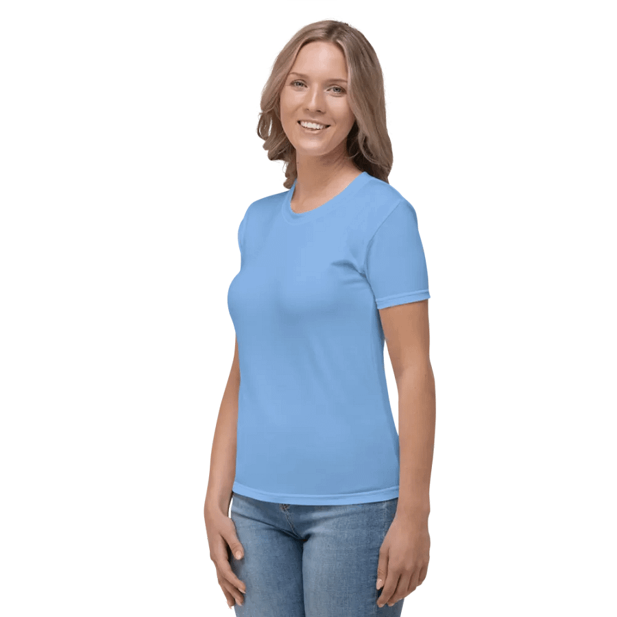 Plain Light Blue True Summer Women's Crewneck Polyester Heavyweight Premium T-Shirt by Treasure Pie product image (4)