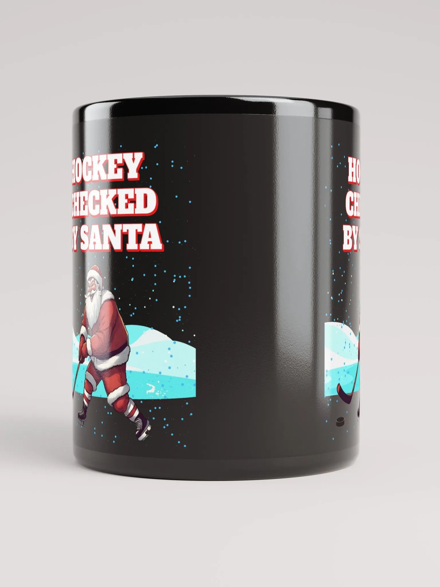 Hockey Checked By Santa Christmas Black Mug product image (10)