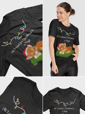 Introducing the purr-fect Christmas gift for cat lovers and nap enthusiasts! 🎄🐱 Our latest cozy T-shirt features an adorable illustration of a sleeping cat with the playful text: 