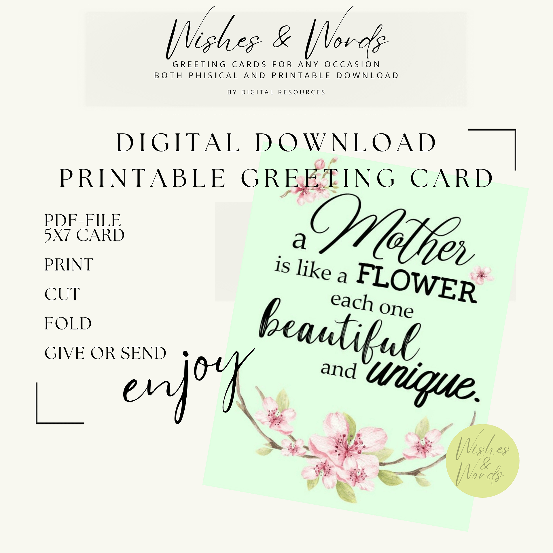 Mothersday Greeting Card - Printable Digital Download product image (1)