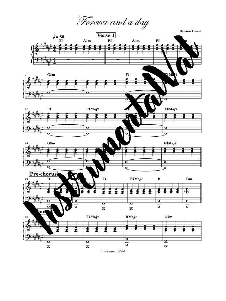 Forever and a day - Benson Boone piano accompaniment product image (1)
