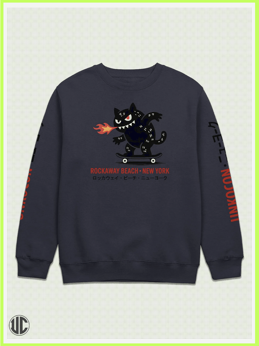 UnkoCon – Rockaway Beach NY Skater Crew Neck Sweatshirt product image (1)