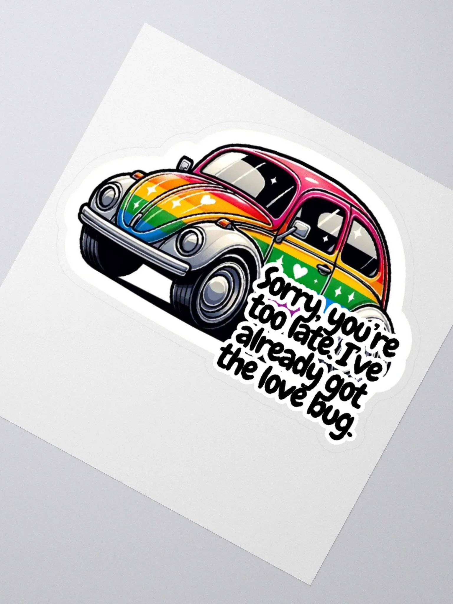 Love Bug Sticker-VW Sticker-Taken Sticker-Rainbow Style Sticker product image (5)