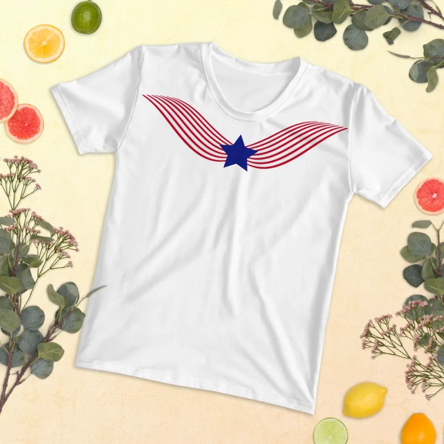 Stars and Stripes Angel Wings Women’s Tee product image (10)
