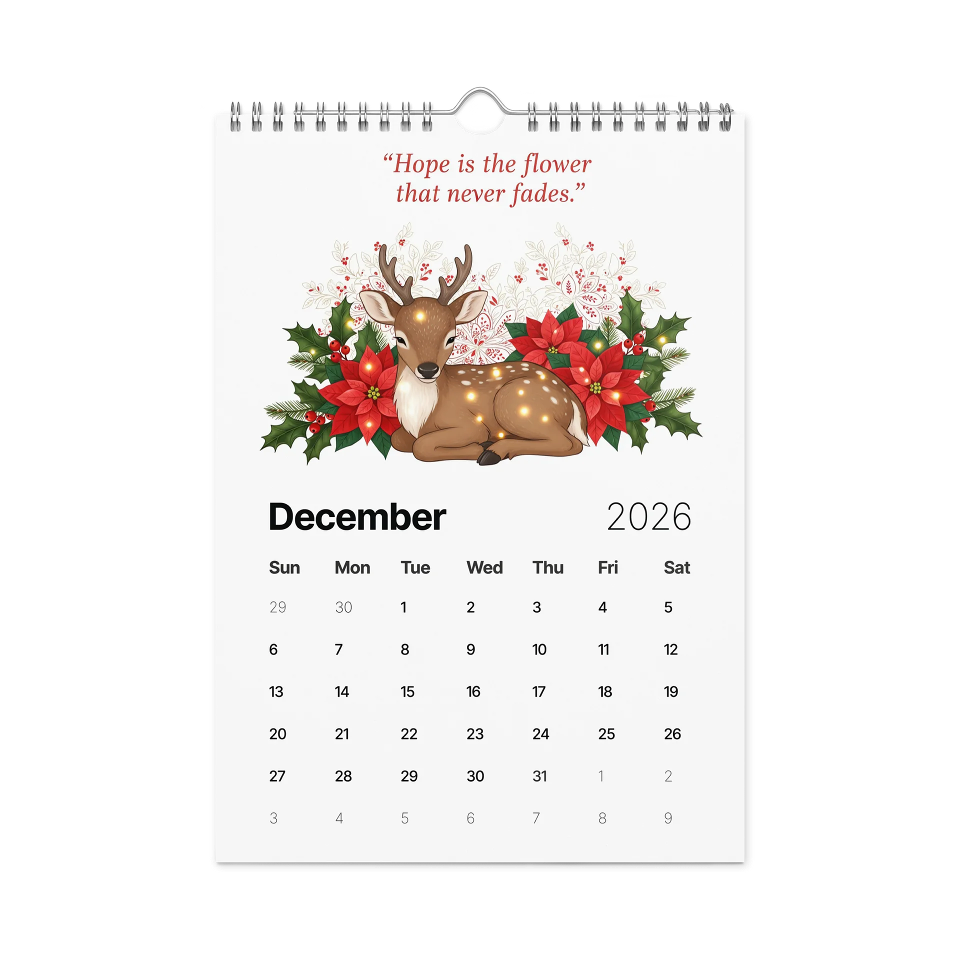 Bloom with Kindness – 2026 Inspirational Floral Wall Calendar | Watercolor Animals & Uplifting Quotes product image (4)